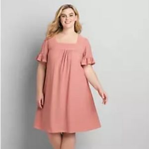 Lane Bryant Eyelet Flutter-Sleeve Swing Dress Size 18/20 Dusty Rose